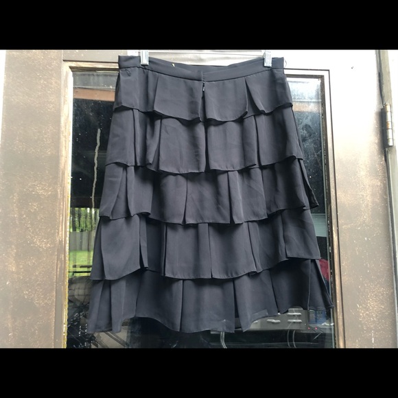 Chettab Evening Black Ruffle Midi Skirt Size 10 - Picture 2 of 11